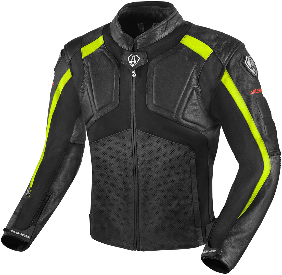 Arlen Ness Sportivo Motorrad Lederjacke, schwarz-gelb, Größe 50, schwarz-gelb, Größe 50