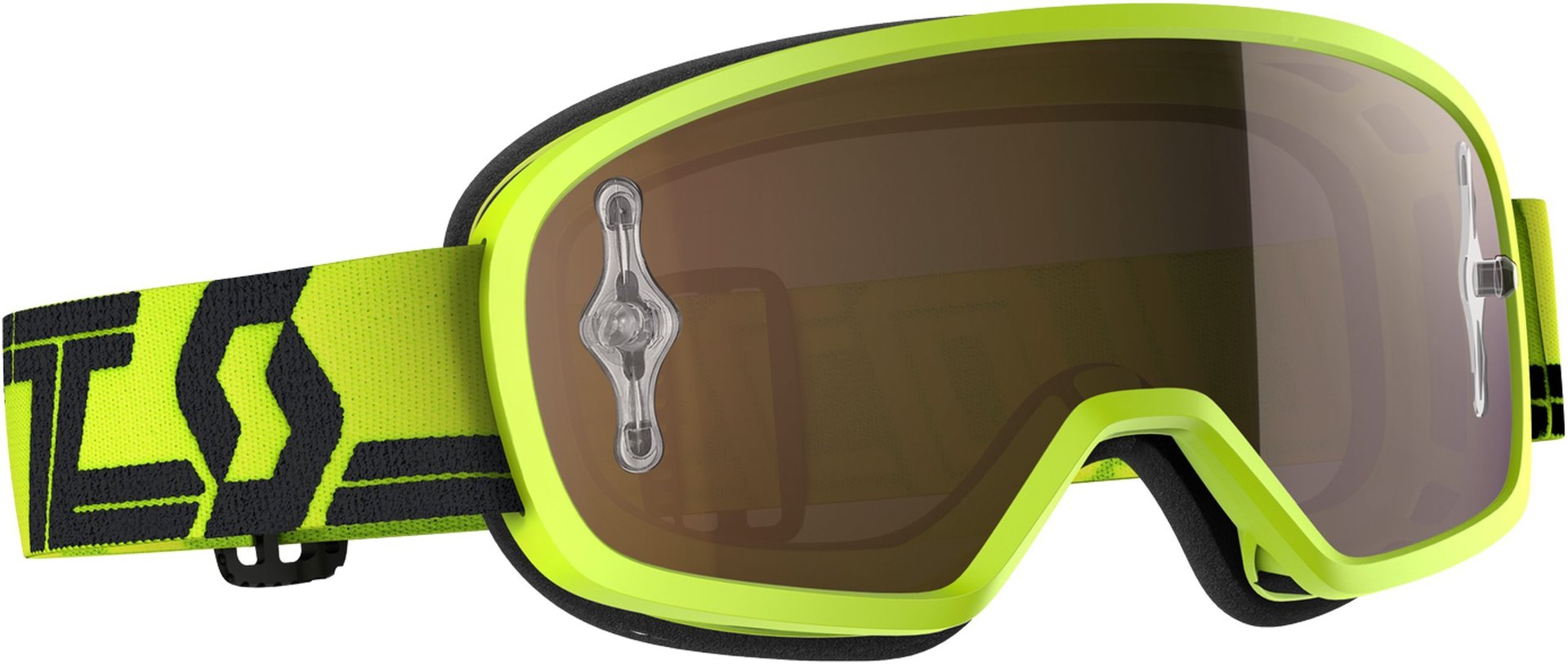Scott Buzz Pro Kids Motocross Goggles, black-yellow, black-yellow, Size One Size