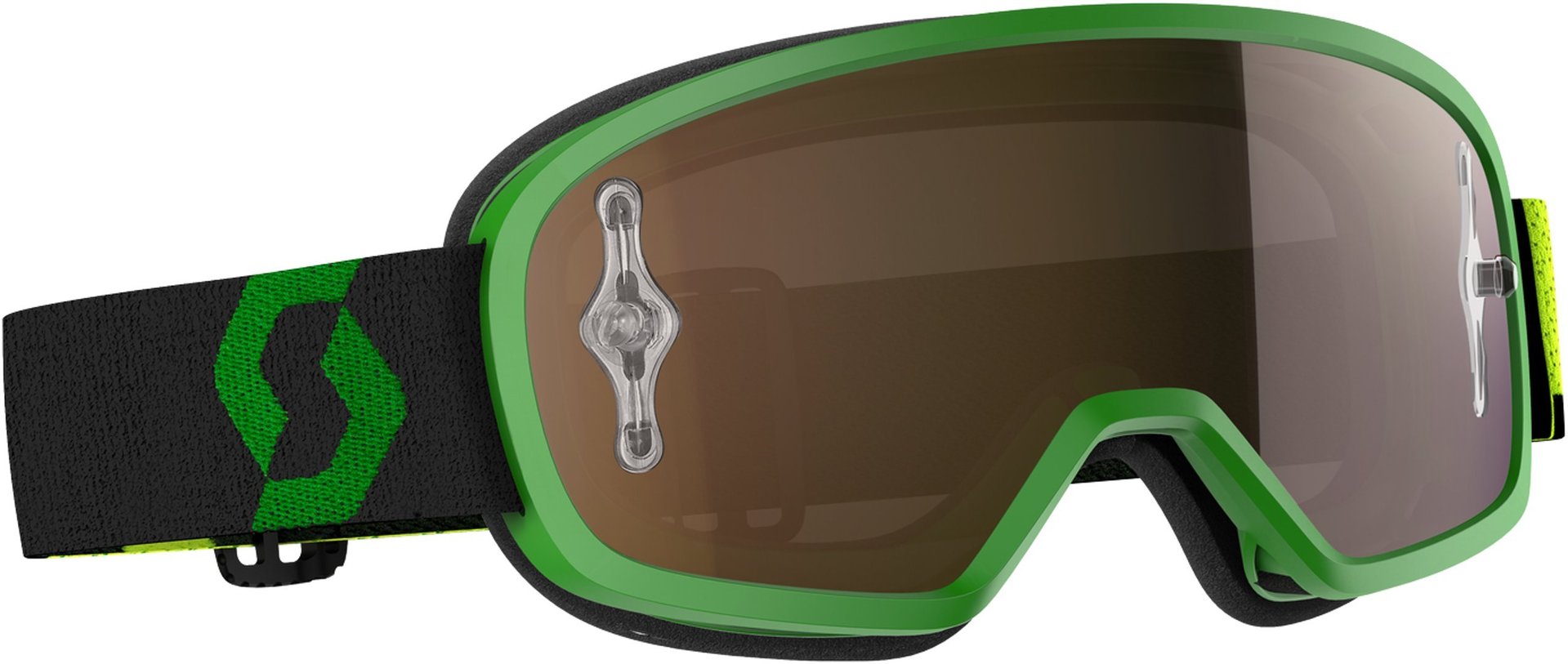 Scott Buzz Pro Kids Motocross Goggles, black-green, black-green, Size One Size