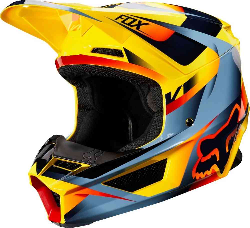 Fox V1 PRZM Crosshelm MX Helm Cross Motocross Enduro orange TWO-X Crossbrille 