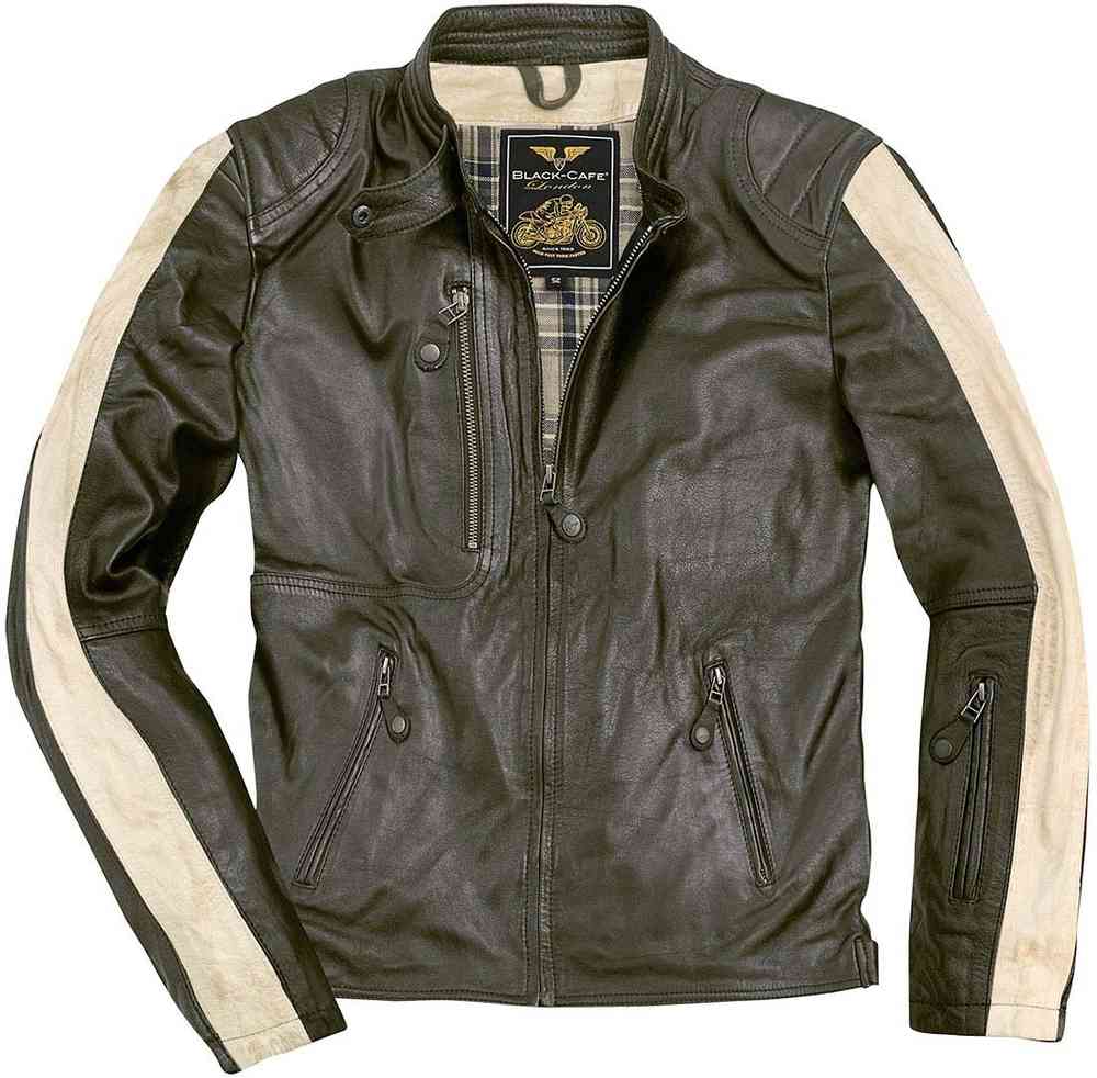 Black-Cafe London Vintage Jaqueta de couro da motocicleta