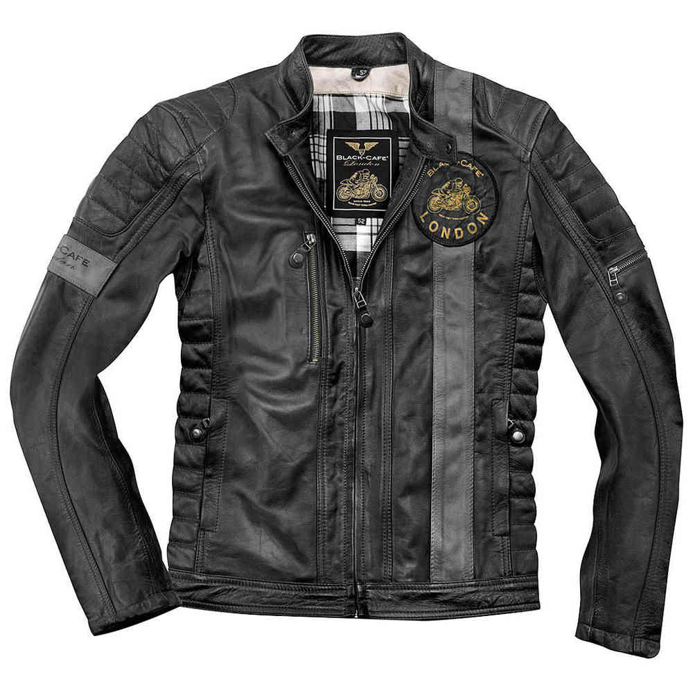 Black-Cafe London Paris 2019 Chaqueta de cuero de motocicleta