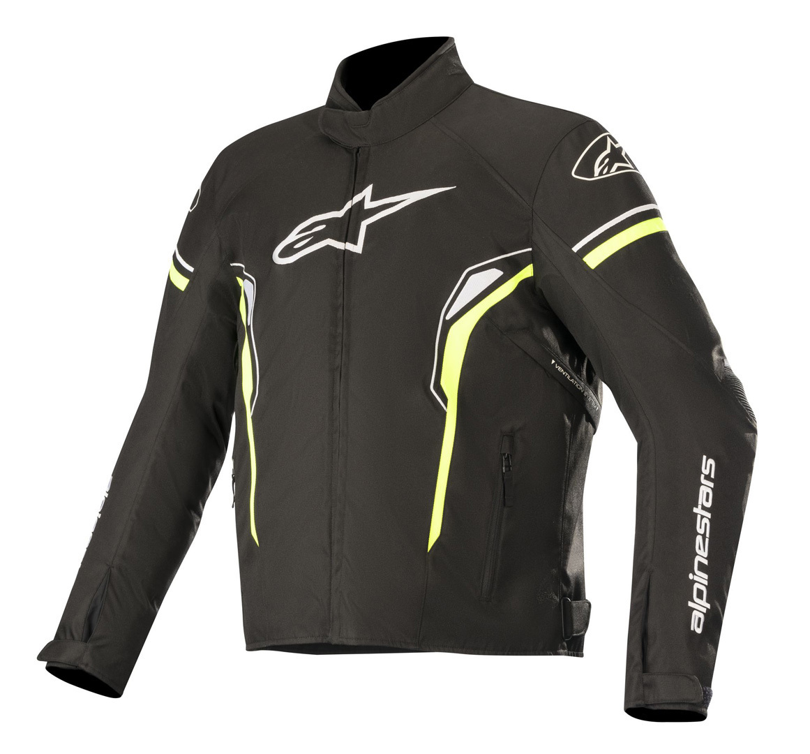 Alpinestars T-SP-1 Waterdichte motorfiets textiel jas, zwart-wit-geel, afmeting L