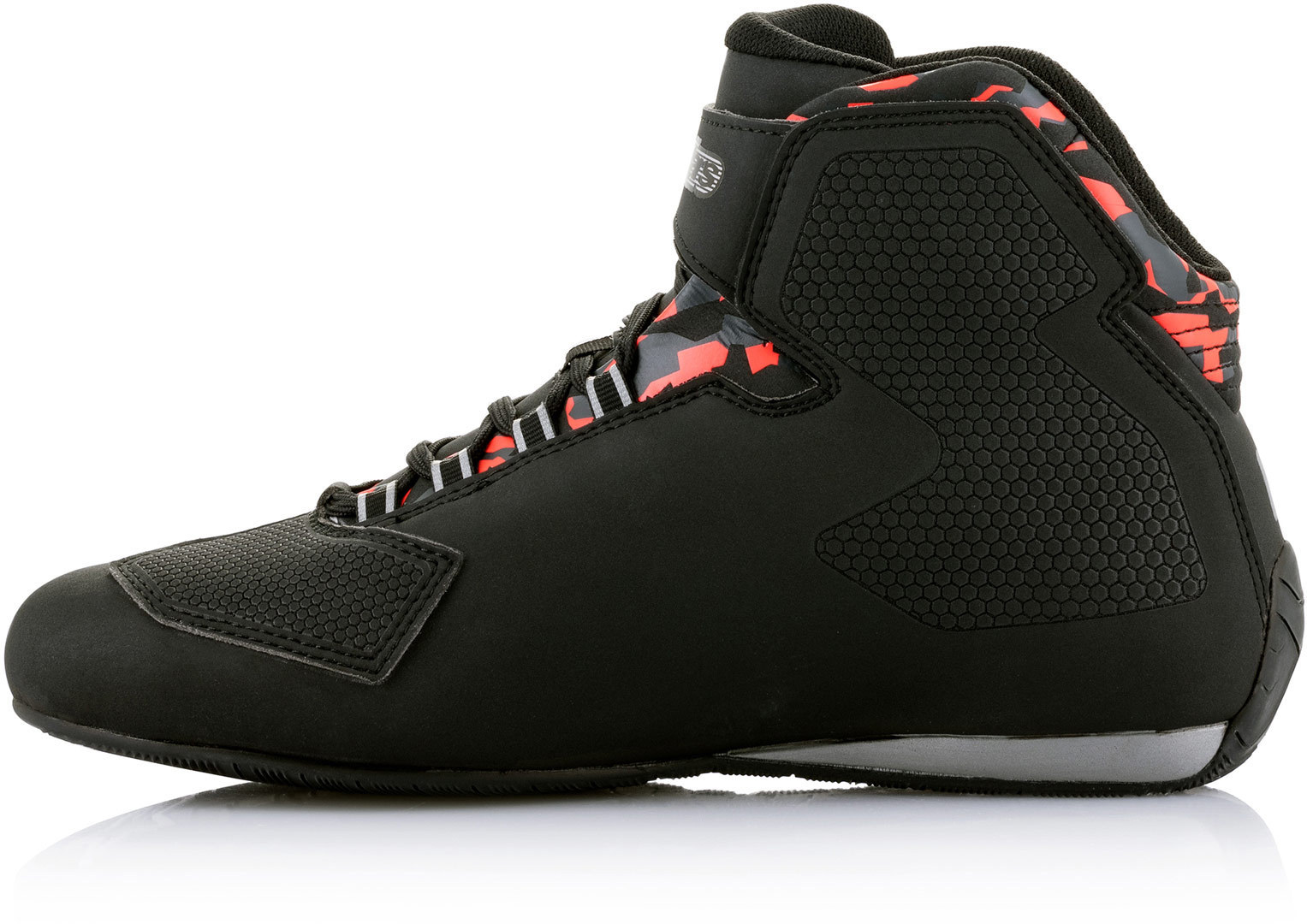Side view of Alpinestars Sektor waterproof Motorcycle Shoes, black-grey-red, Size 40 41 for Men