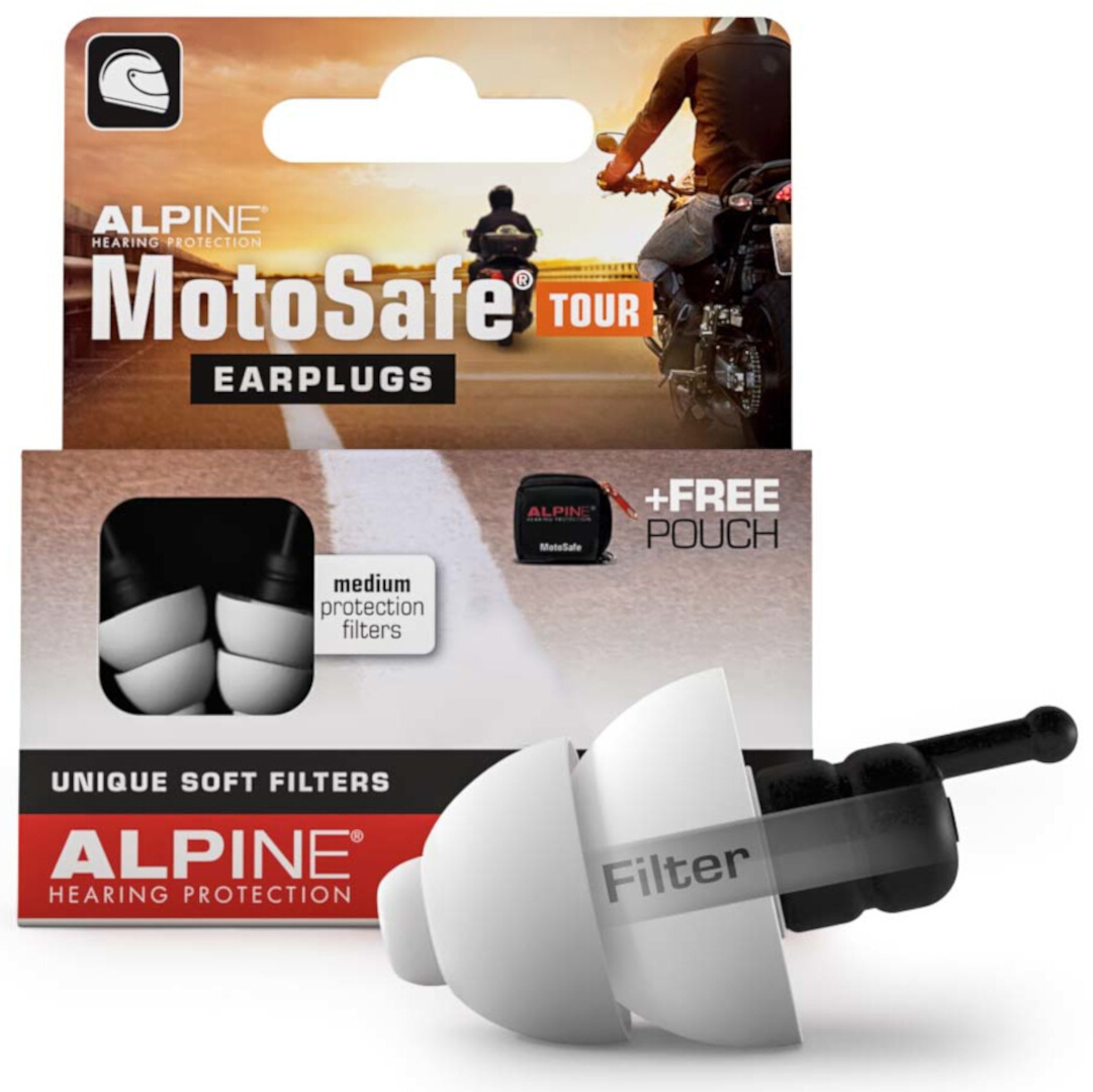 Side view of Alpine MotoSafe Tour Ear Plugs, white for Men
