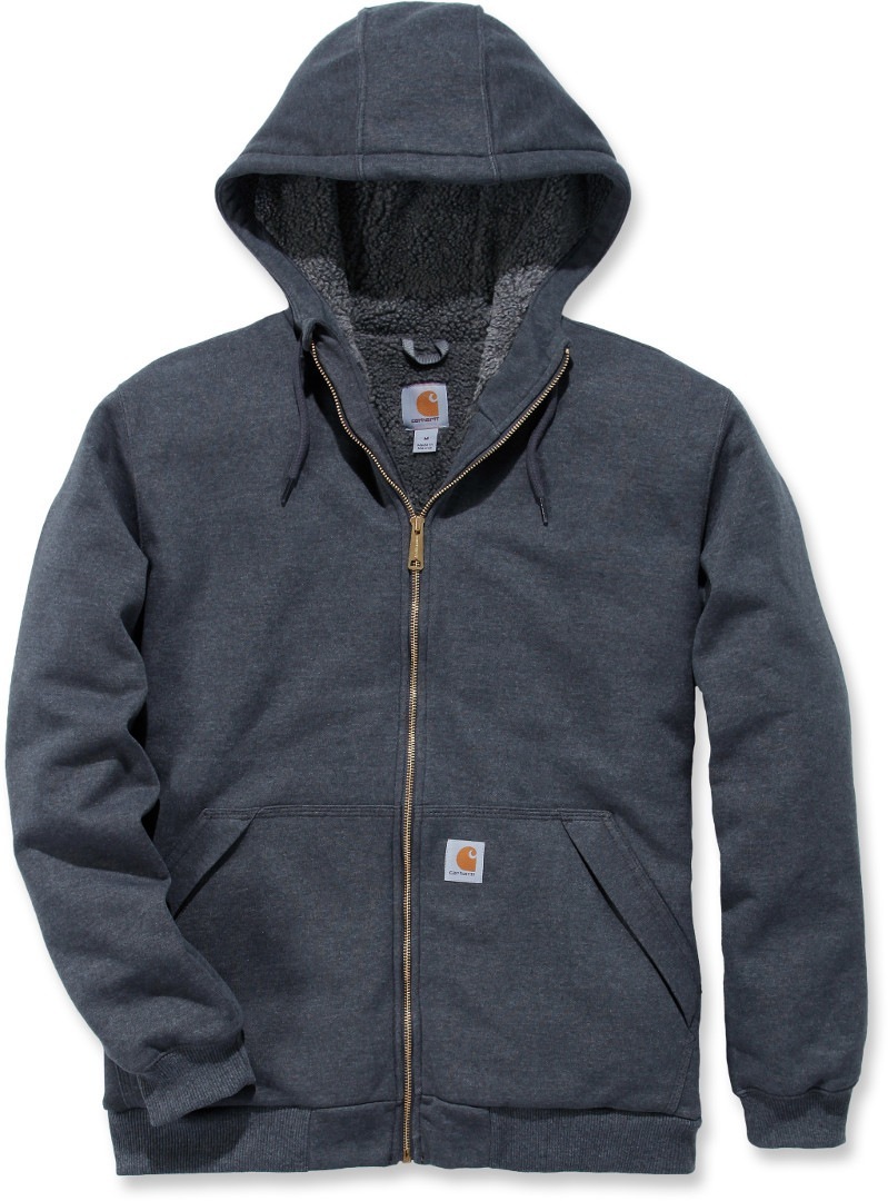 Carhartt Sherpa-Lined Midweight Full-Zip Sweatshirt, grå, størrelse 2XL til mand