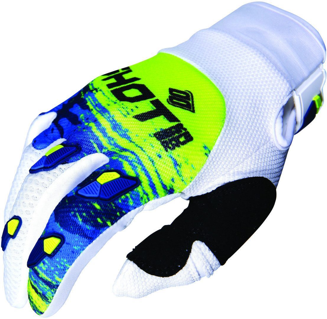 Shot Contact Counter Motocross Gloves, white-blue-yellow, Size 2XL, white-blue-yellow, Size 2XL