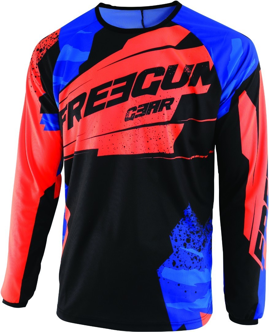 Freegun Devo Hero Kids Motocross Jersey, black-blue-orange, Size XL, black-blue-orange, Size XL
