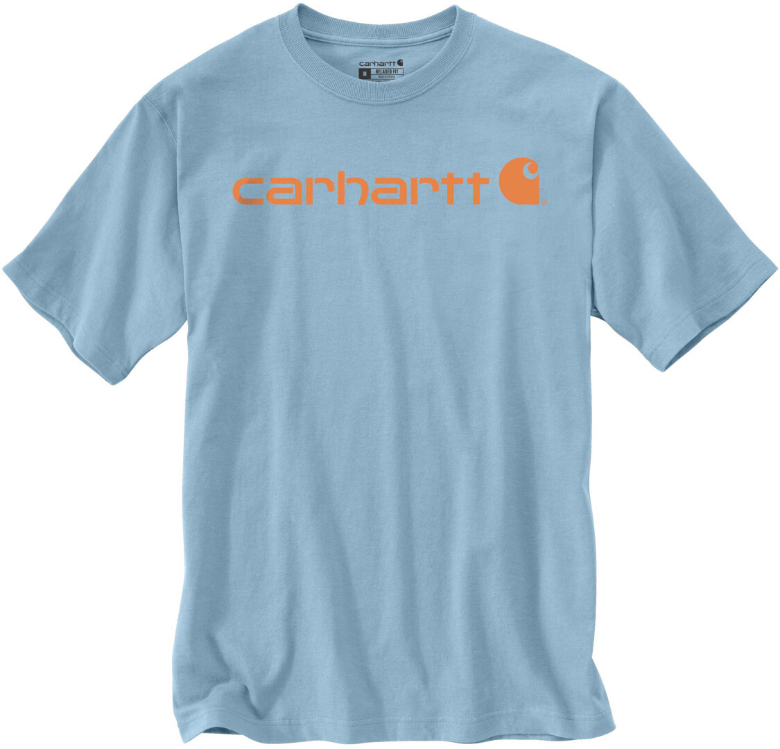 Image of Carhartt EMEA Core Logo Workwear Short Sleeve Maglietta, blu-arancione, dimensione M