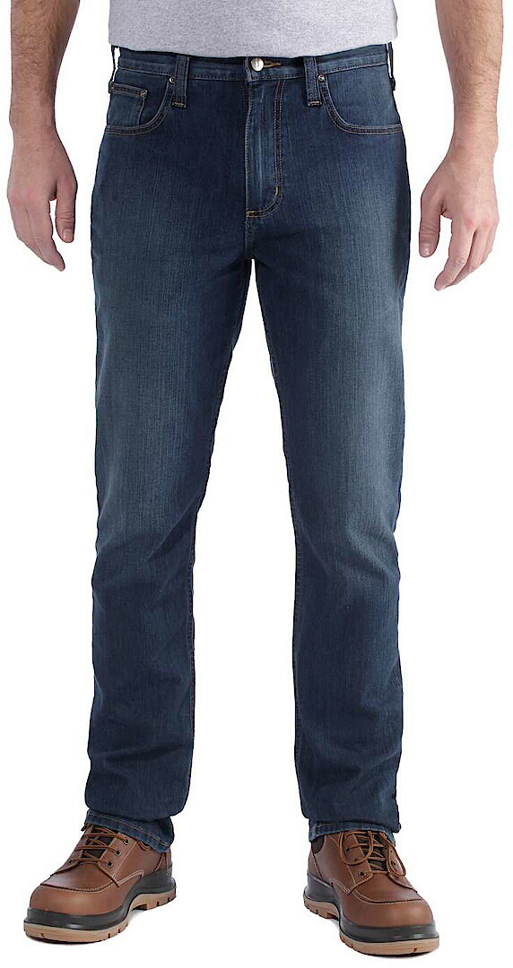 Side view of Carhartt Rugged Flex Tapered Jeans, blue, Size 34 for Men
