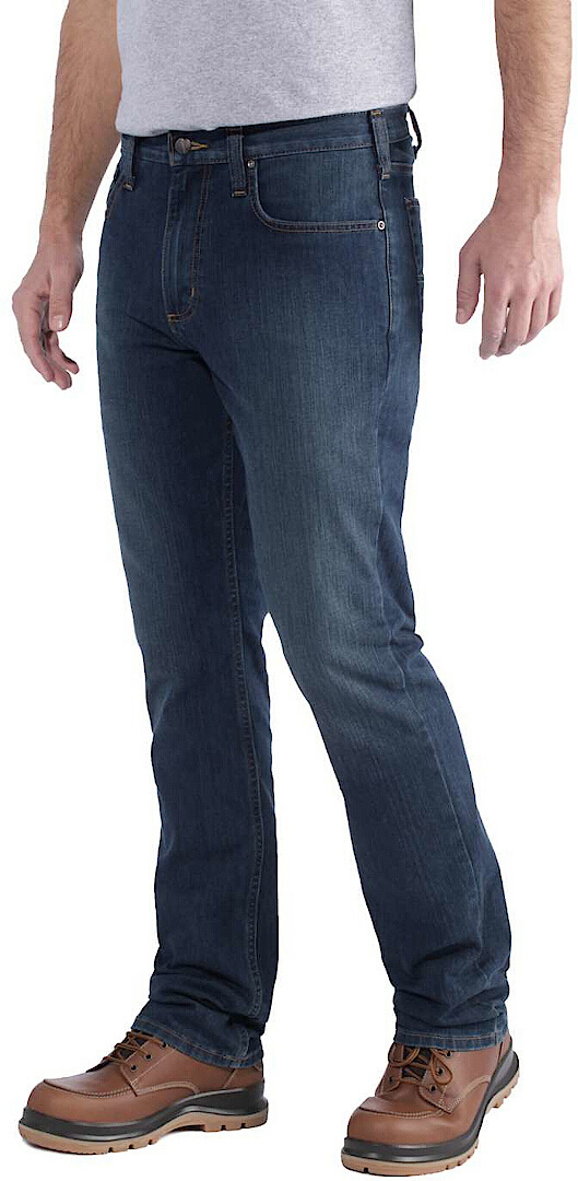 Side view of Carhartt Rugged Flex Tapered Jeans, blue, Size 34 for Men