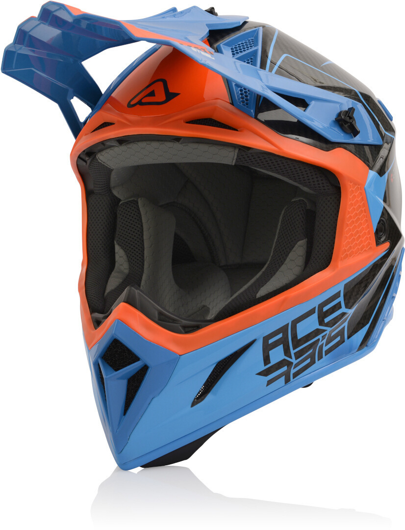 Image of Acerbis Steel Carbon Casco Motocross, blu-arancione, dimensione XS