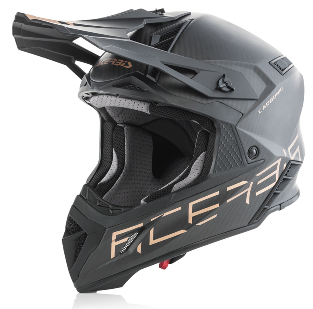 Casco motocross Acerbis Steel Carbon naranja azul