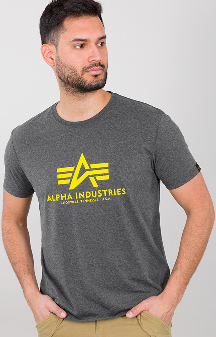 Alpha Industries Basic T-Shirt, grå-gul, storlek S