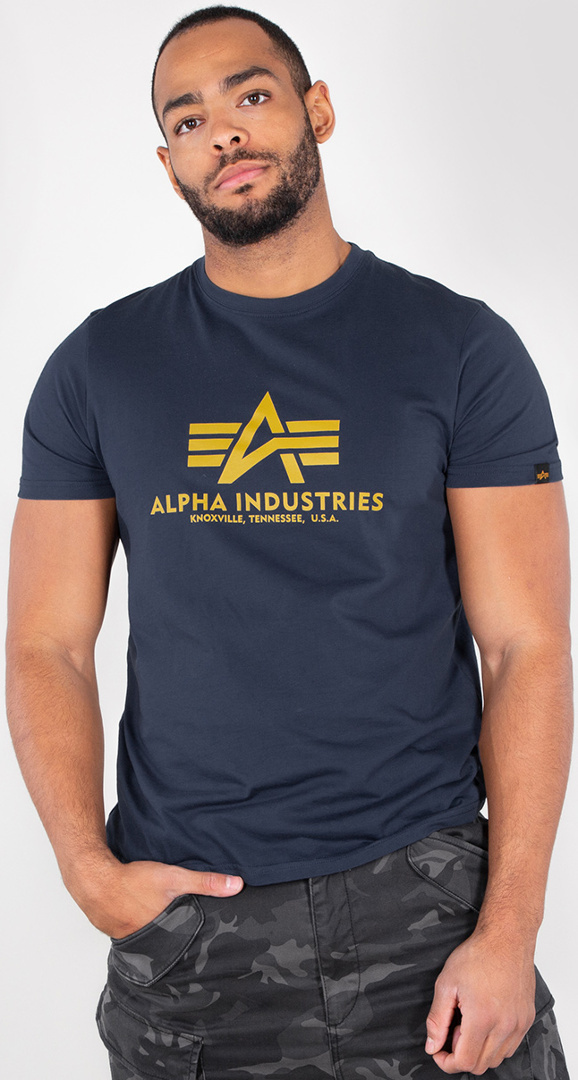 Alpha Industries Basic T-Shirt, blå-gul, storlek S