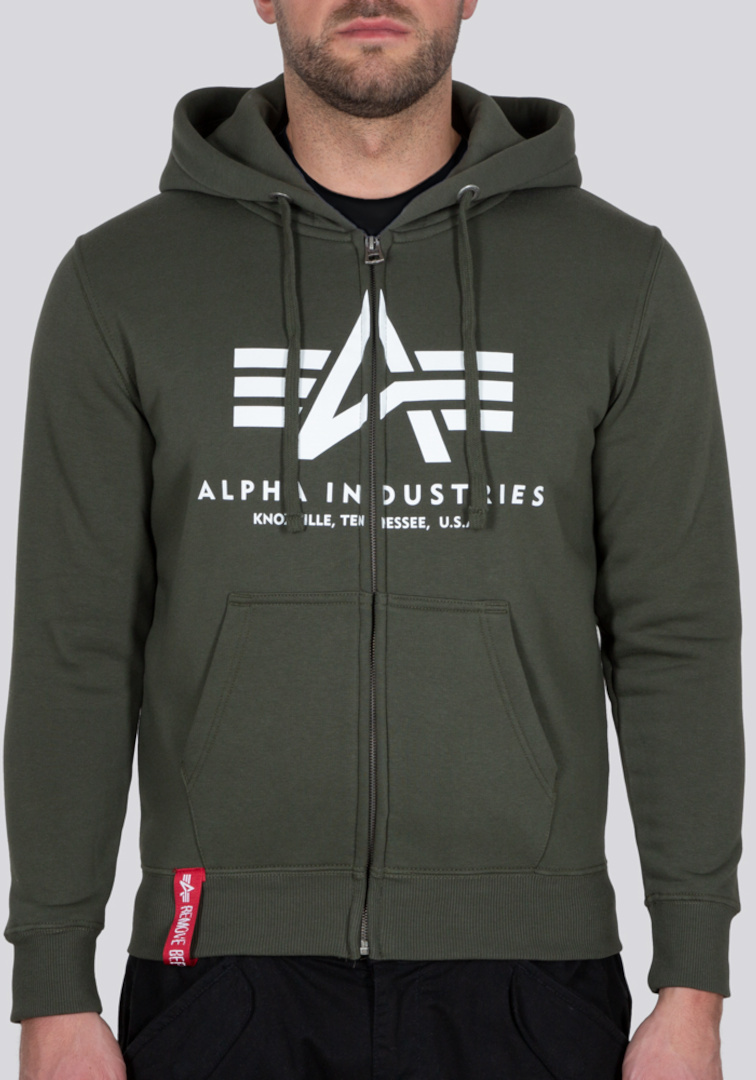 Alpha Industries Basic Zip-Hoodie, grön, storlek M