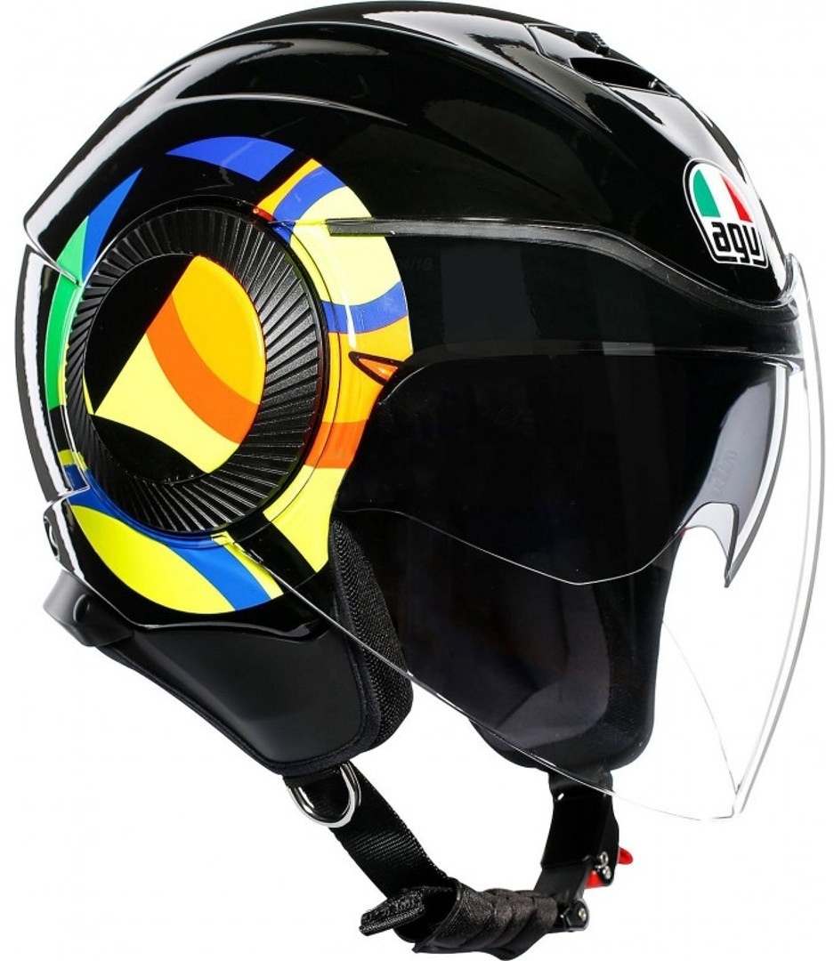 Image of AGV Orbyt Sun & Moon 46 Casco Jet, nero-verde-arancione, dimensione XL