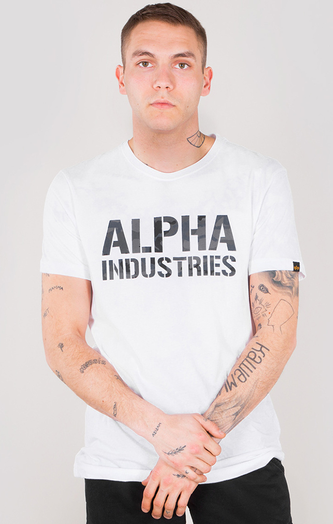 Image of Alpha Industries Camo Print T-shirt, bianco, dimensione M