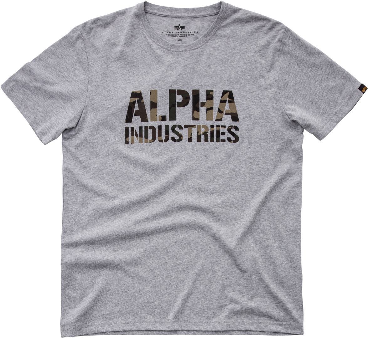 Alpha Industries Camo Print T-Shirt, grå, storlek S