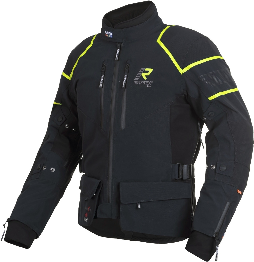 Rukka Exegal Gore-Tex Motorfiets textiel jas, zwart-geel, afmeting 46