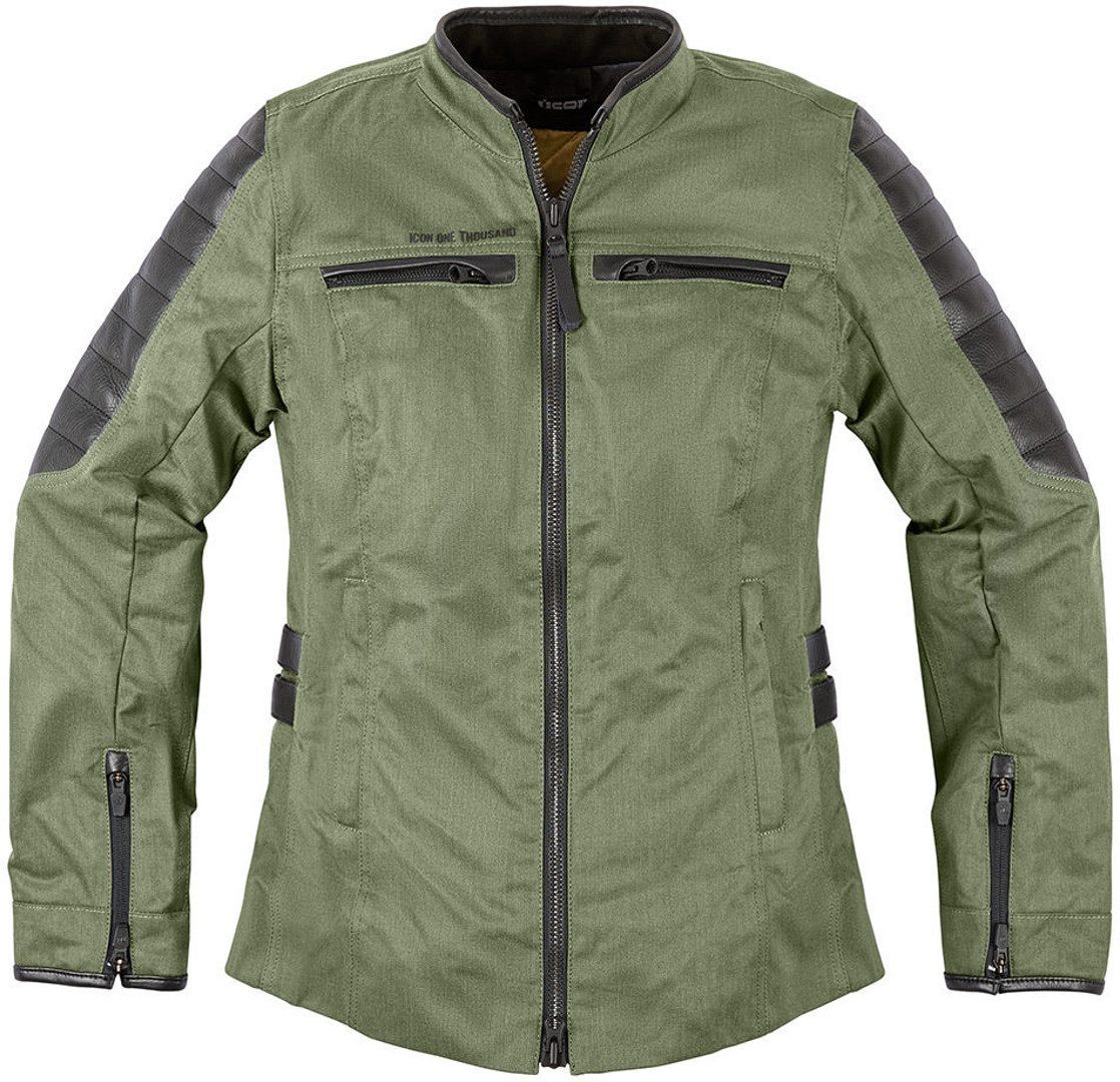 Icon MH 1000 Ladies Motorcycle Textile Jacket, green, Size XS for Women, green, Size XS for Women