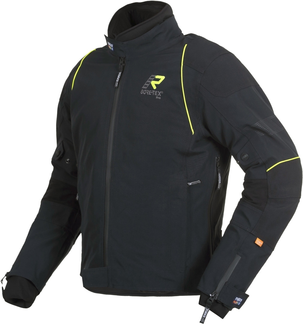 Rukka Armarone Gore-Tex Motorfiets textiel jas, zwart-geel, afmeting 48