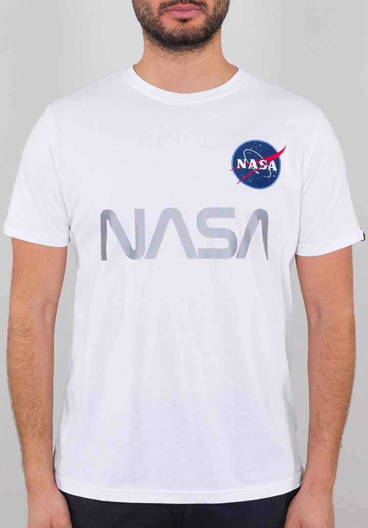 Alpha Industries NASA Reflective T-Shirt, grå-vit, storlek XL
