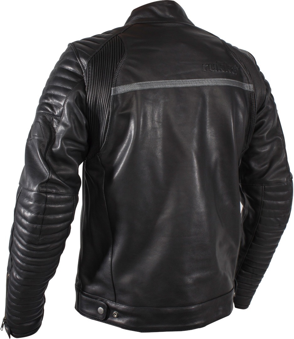Side view of Rukka Yorkton Motorcycle Leather Jacket, black-silver, Size 48 for Men