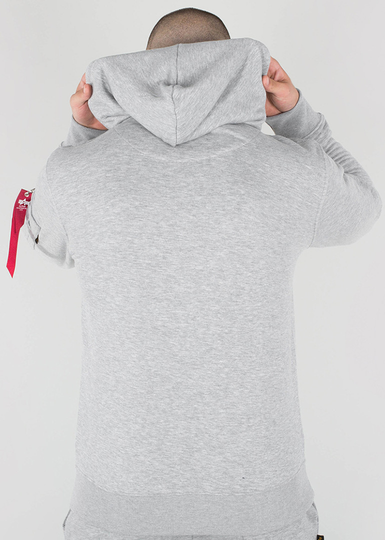 Side view of Alpha Industries X-Fit Hoodie, grey, Size S for Men