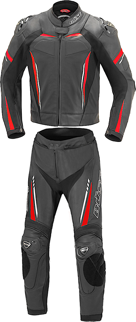 Büse Imola Two Piece Motorcycle Leather Suit, black-red, Size 48, black-red, Size 48