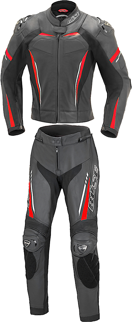 Büse Imola Two Piece Ladies Motorcycle Leather Suit, black-red, Size 34 for Women, black-red, Size 34 for Women
