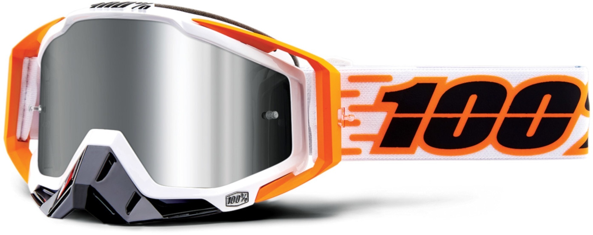 Motorrad 100% Racecraft Plus Illumina Motocross Brille, weiss-orange, weiss-orange