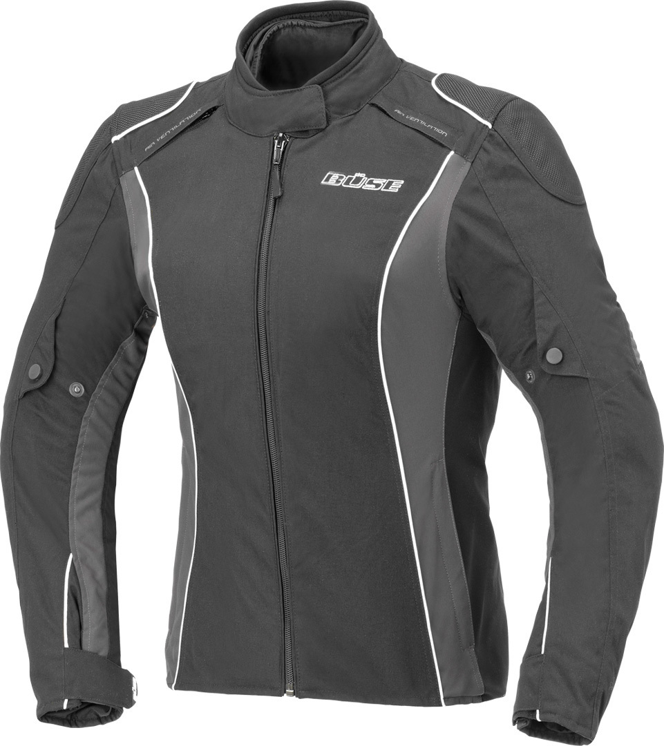 Büse Cara Ladies Motorcycle Textile Jacket, black-white, Size 44 for Women, black-white, Size 44 for Women