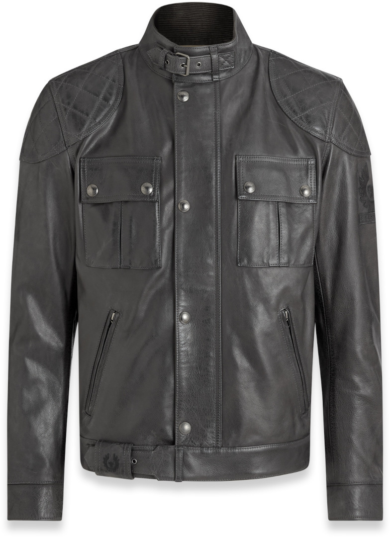 Belstaff Brooklands Motorcykel læderjakke, grå, størrelse S