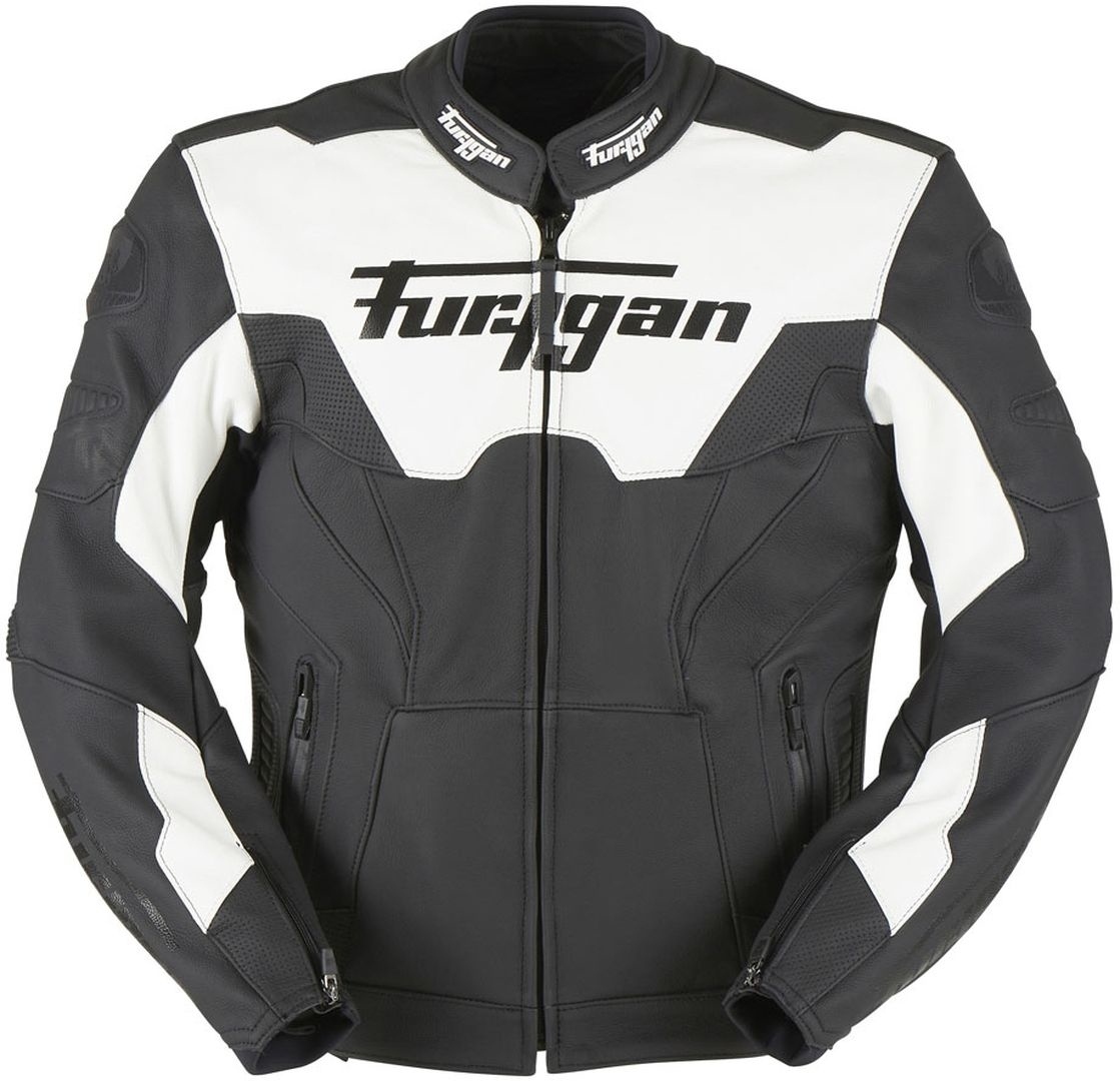 Image of Furygan Bullring Giubbotto moto in pelle, nero-bianco, dimensione M