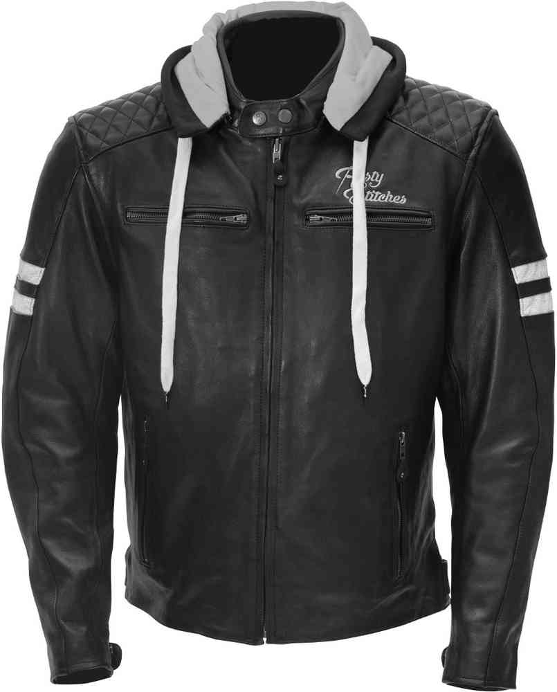 Leather hooded motorcycle jacket discount