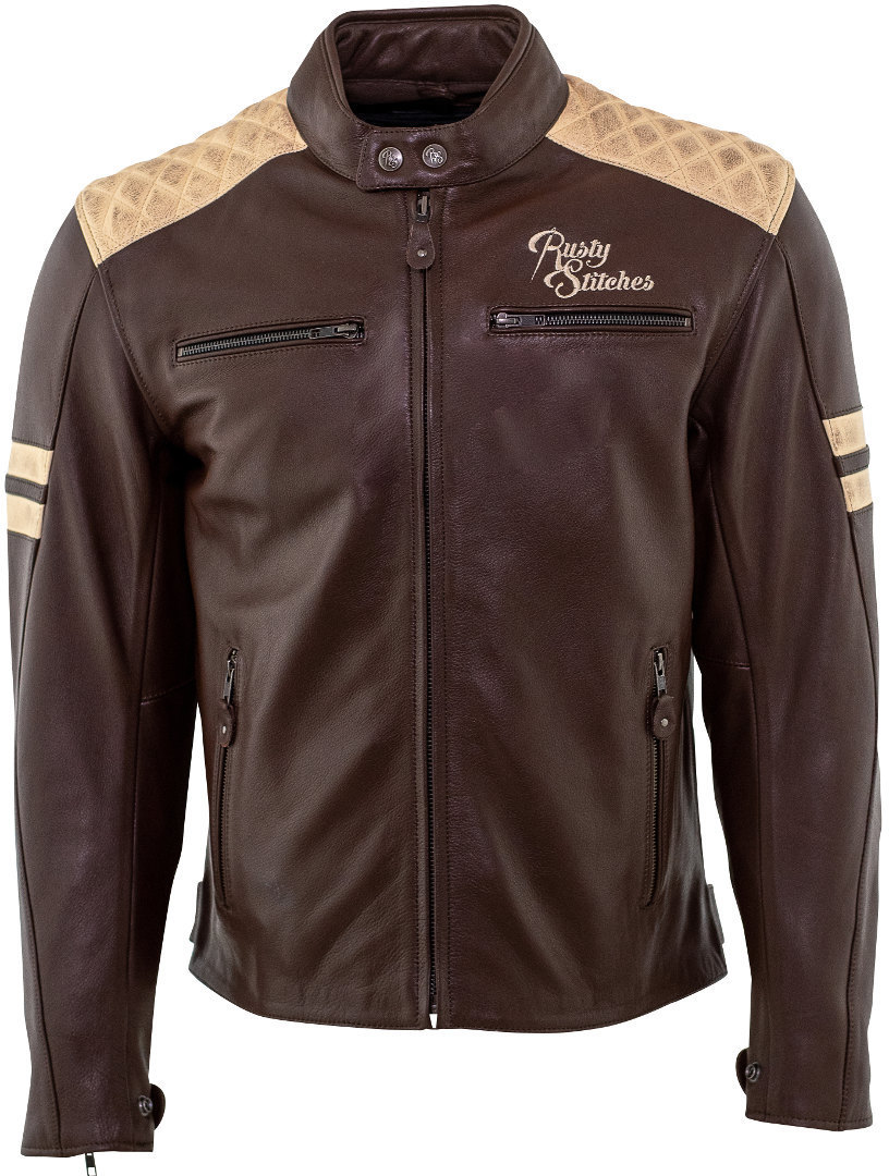 Image of Rusty Stitches Jari Giubbotto moto in pelle, marrone, dimensione XL