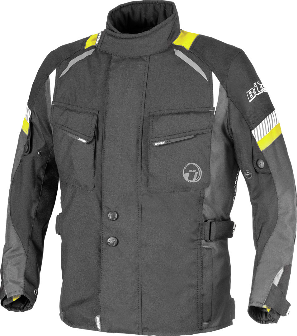 Image of Büse Breno Kids Bambini moto giacca tessile, nero-grigio-giallo, dimensione S 152