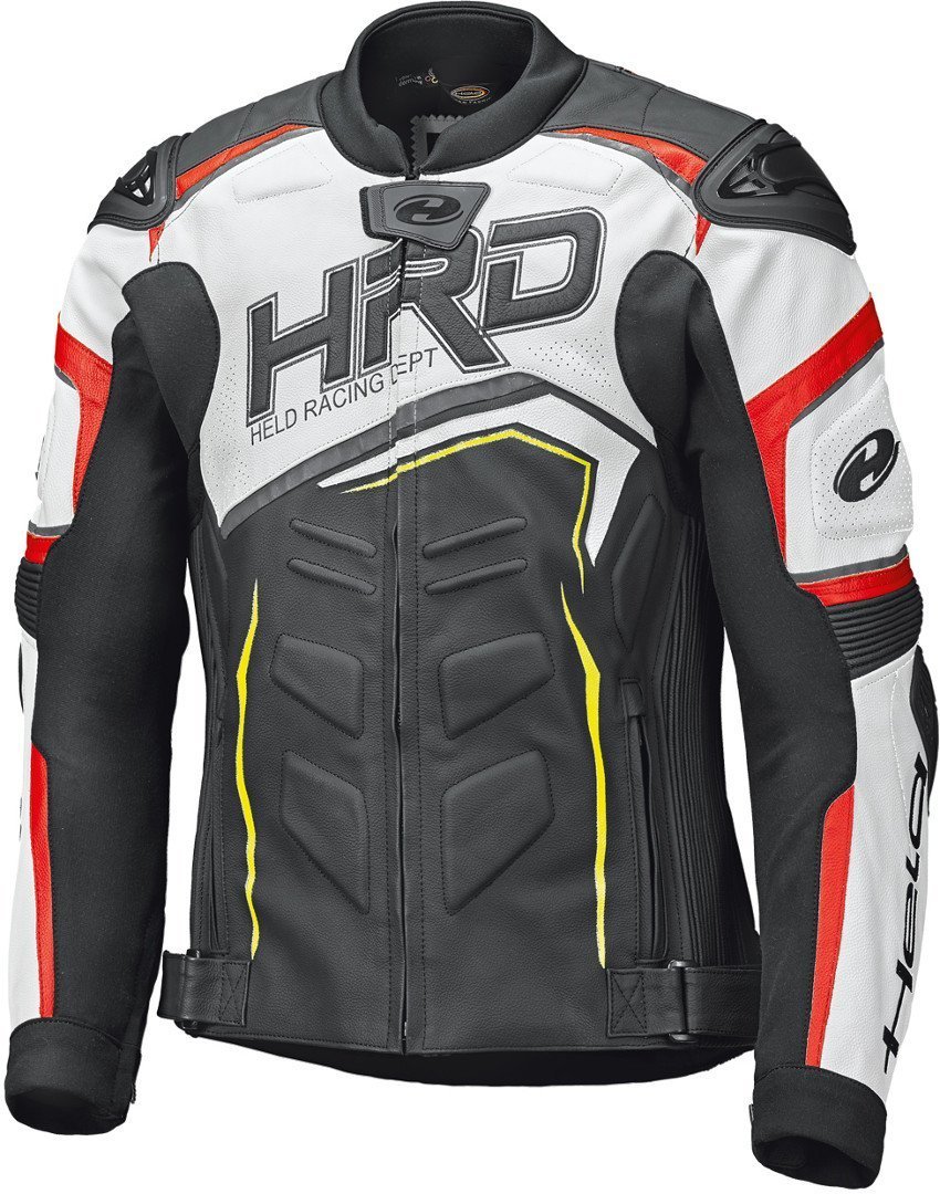Held Safer II Motorcycle Leather Jacket, black-white-red, Size 48, black-white-red, Size 48