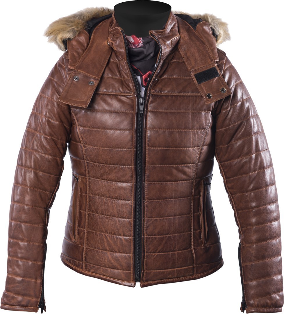 Helstons Light Ladies Motorcycle Leather Jacket, brown, Size S for Women, brown, Size S for Women