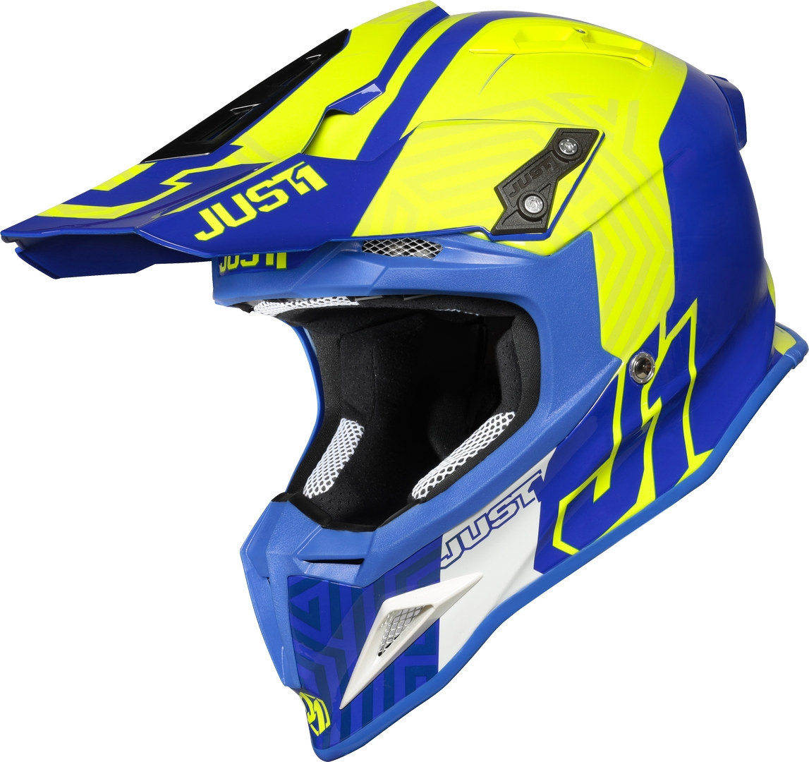 Just1 J12 Syncro Carbon Motocross Helm, gelb-blau, Größe L, gelb-blau, Größe L