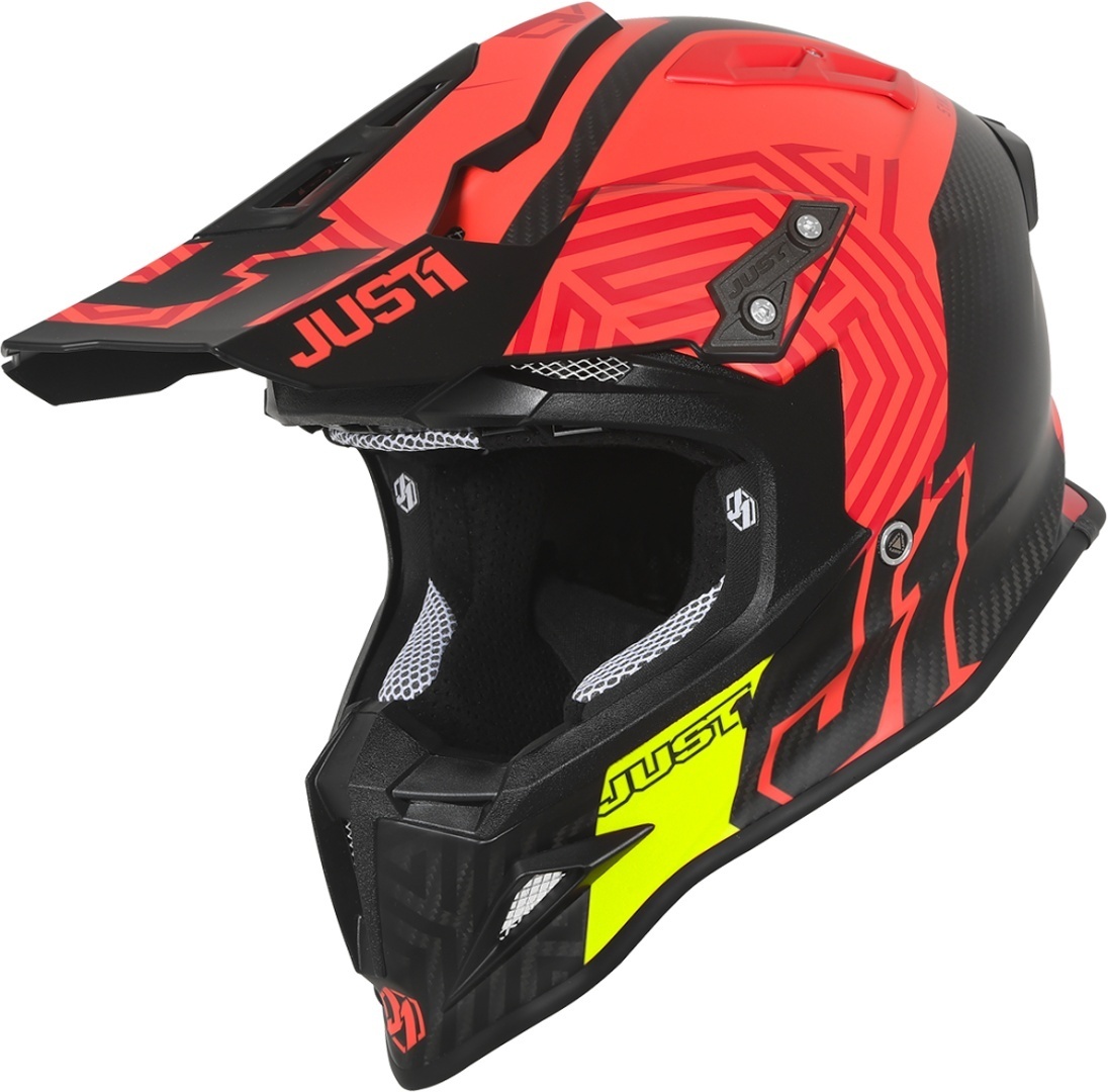 Just1 J12 Syncro Carbon Motocross Helmet, black-red, Size XS, XS Black Red unisex