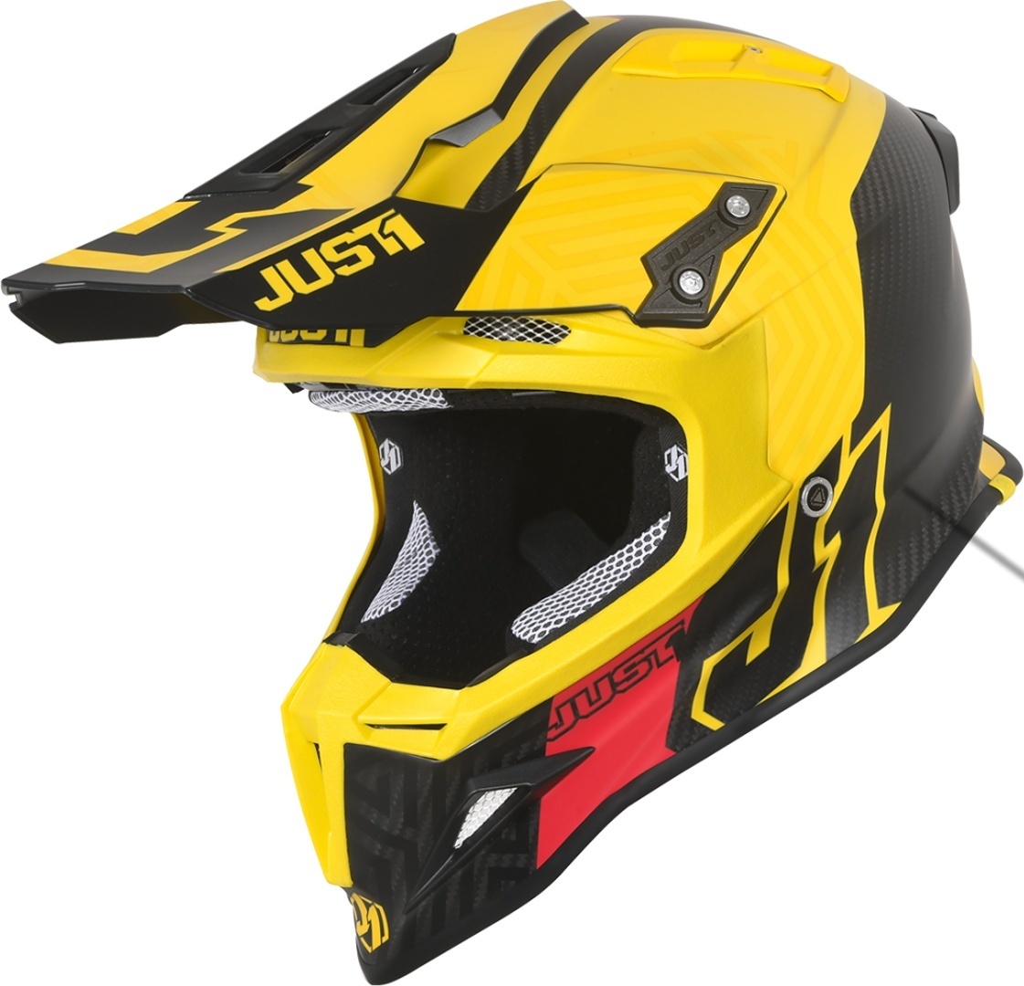 Just1 J12 Syncro Carbon Motocross Helmet, black-yellow, Size XS, black-yellow, Size XS