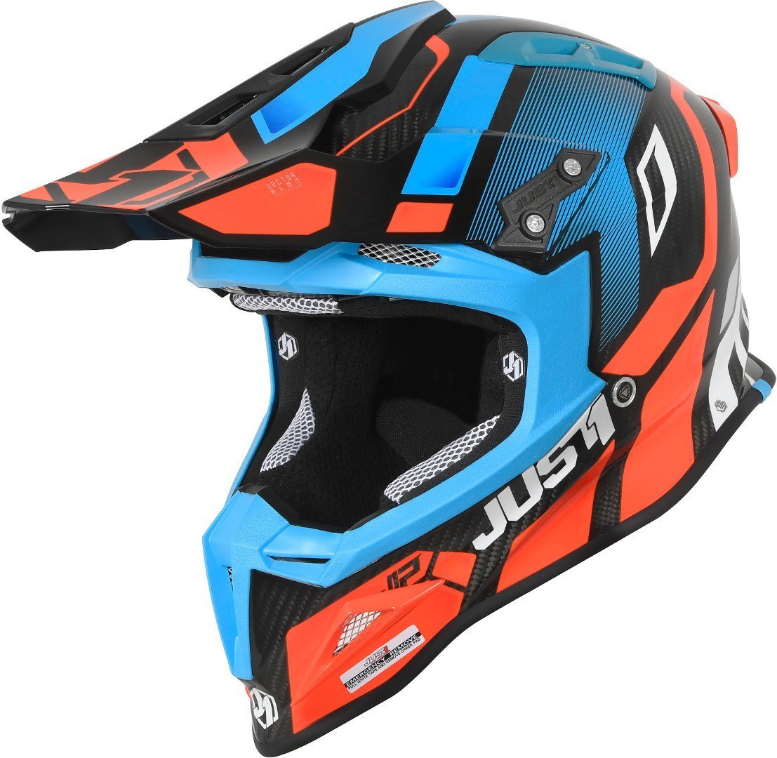 Just1 J12 Vector Carbon Motocross Helmet, blue-orange, Size XS, XS Blue Orange unisex