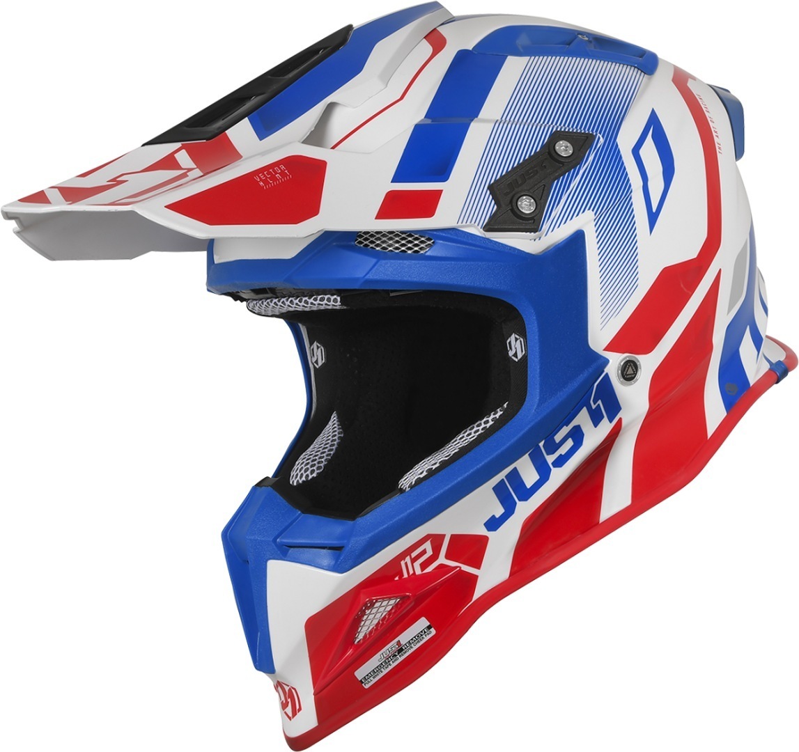 Just1 J12 Vector Carbon Motocross Helmet, white-red-blue, Size XS, XS White Red Blue unisex