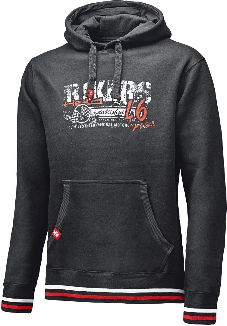 Held Bikers Hoodie, black-white-red, Size S, black-white-red, Size S