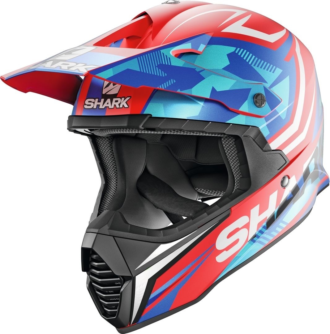 Image of Shark Varial Replica Tixier Mat Motocross Helmet Casco Motocross, bianco-rosso-blu, dimensione XS