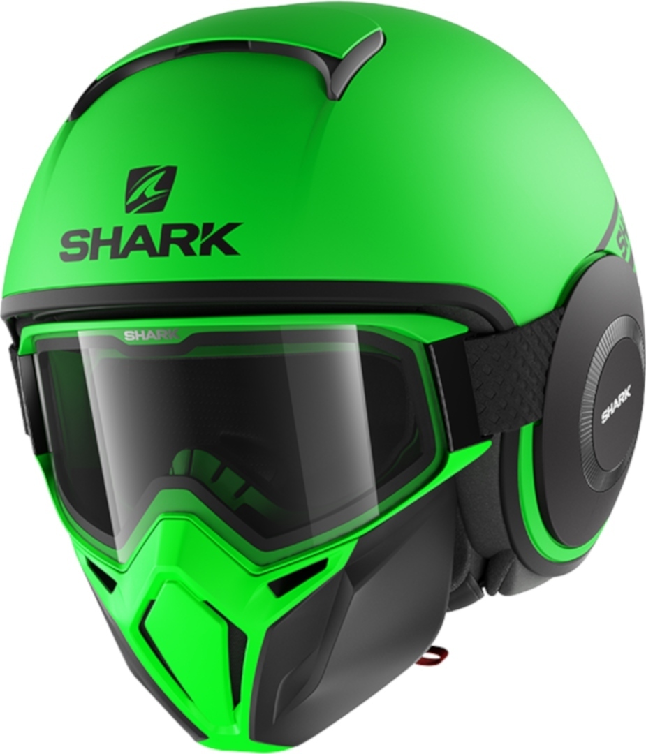Shark Street-Drak Neon Mat Jet Helmet, black-green, Size S, black-green, Size S