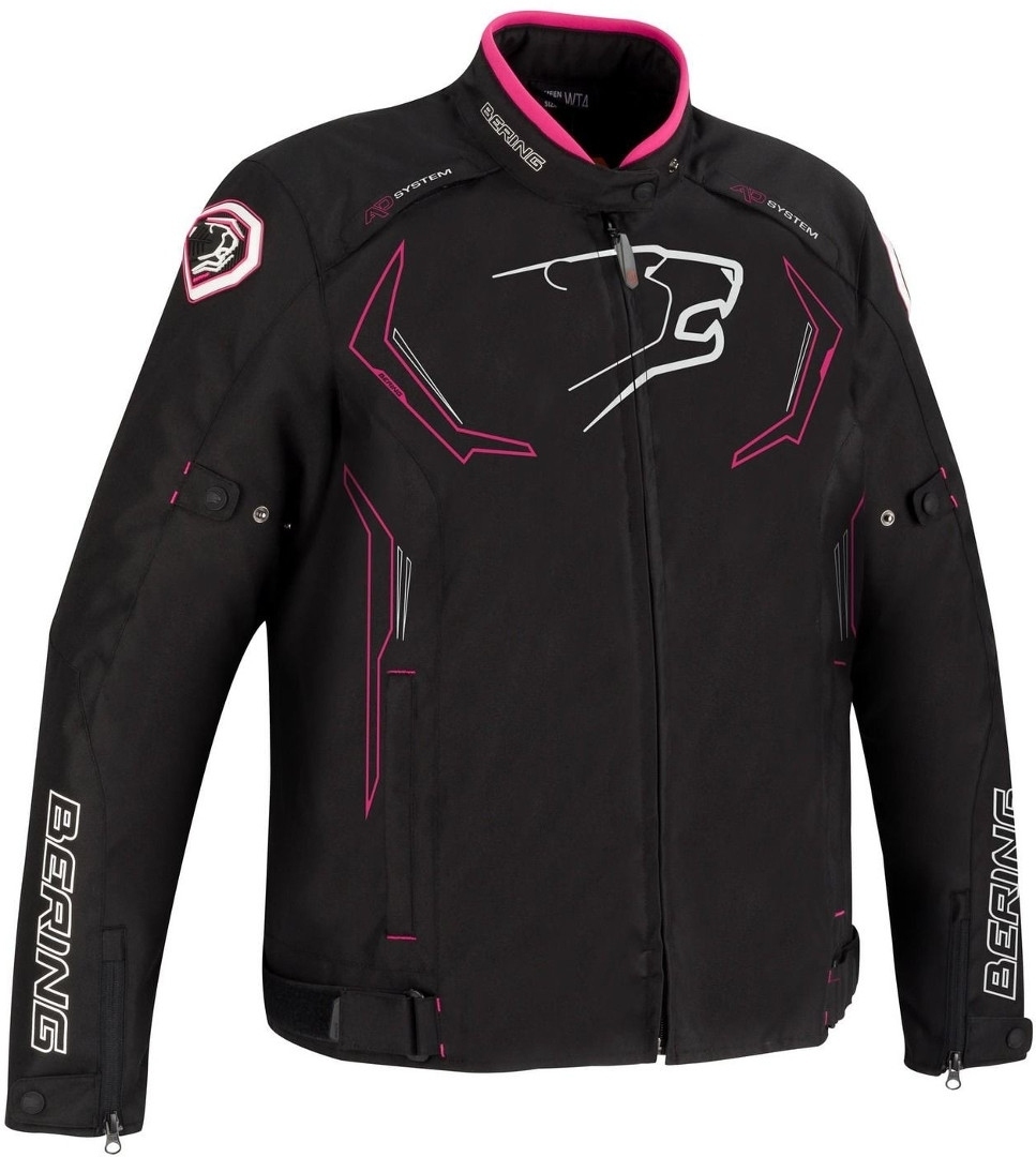 Bering Guardian Big Size Women's Motorcycle Textile Jacket, black-pink, Size XL, black-pink, Size XL for Women
