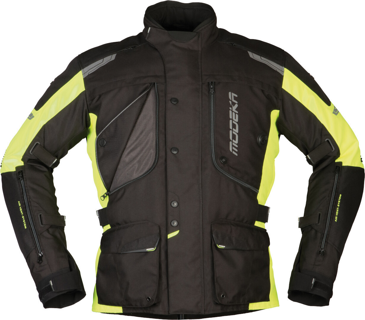 Modeka Aeris Motorcykel tekstil jakke, sort-gul, størrelse 2XL